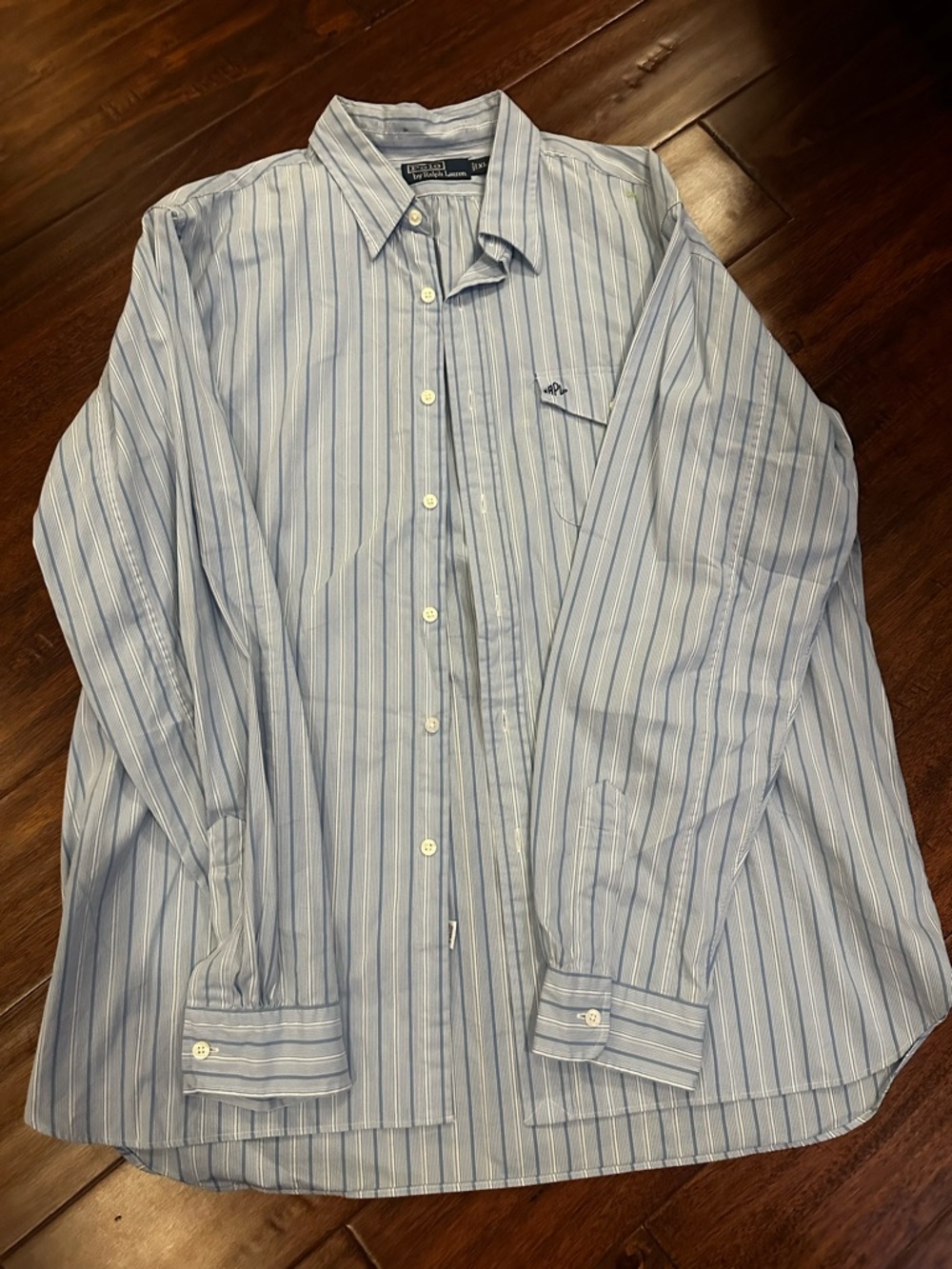 Ralph Lauren Custom Fit Men's Blue Stripe Button-Up Shirt